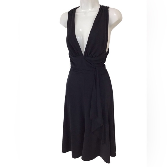 White House Black Market Black Halter Criss Cross Low Back Cocktail Dres… - Picture 3 of 6